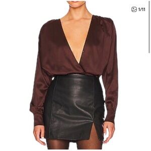 Abercrombie Satin Brown Bodysuit